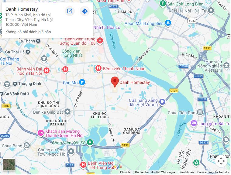 Vị trí homestay times city trên google map